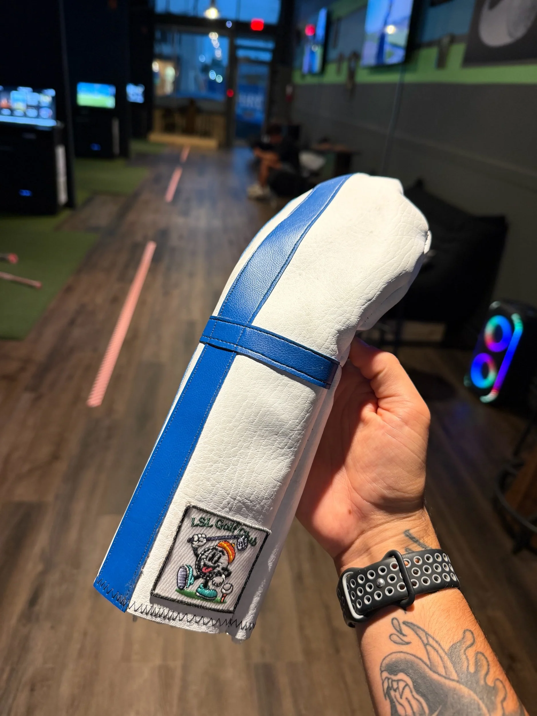 Leather blue striped 3/5/7 wood cover