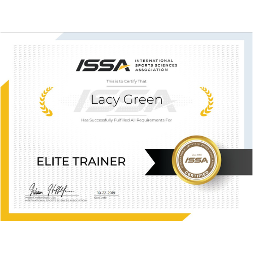 ISSA Certificate Elite Trainer