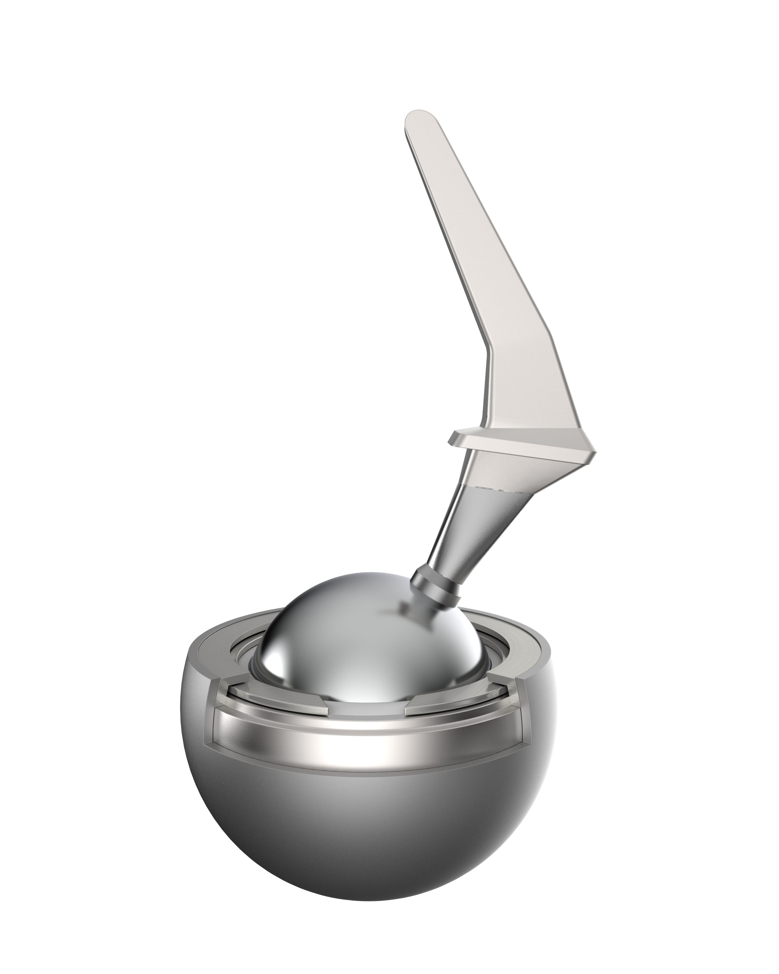 A metallic futuristic robot is emerging from a spherical base, with smooth, shiny surfaces and a sleek design.