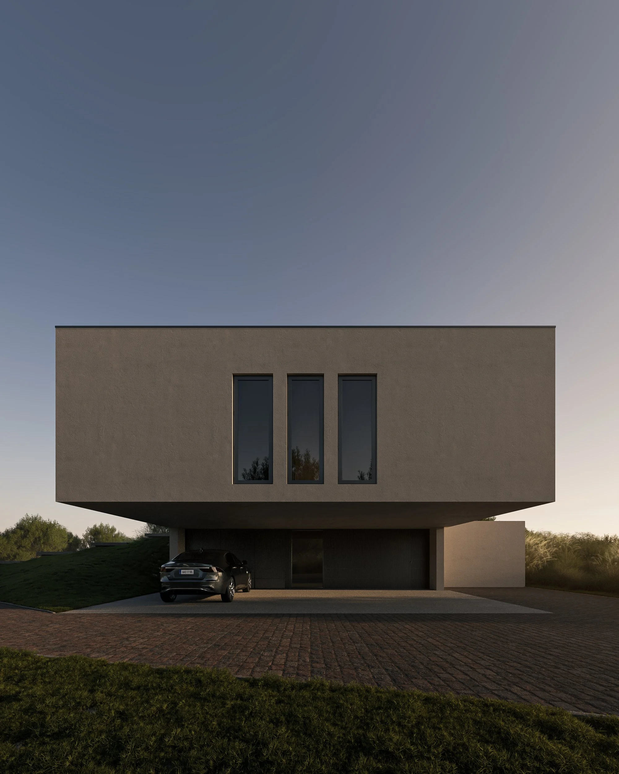 Contemporary residential facade interpreted through architectural visual direction