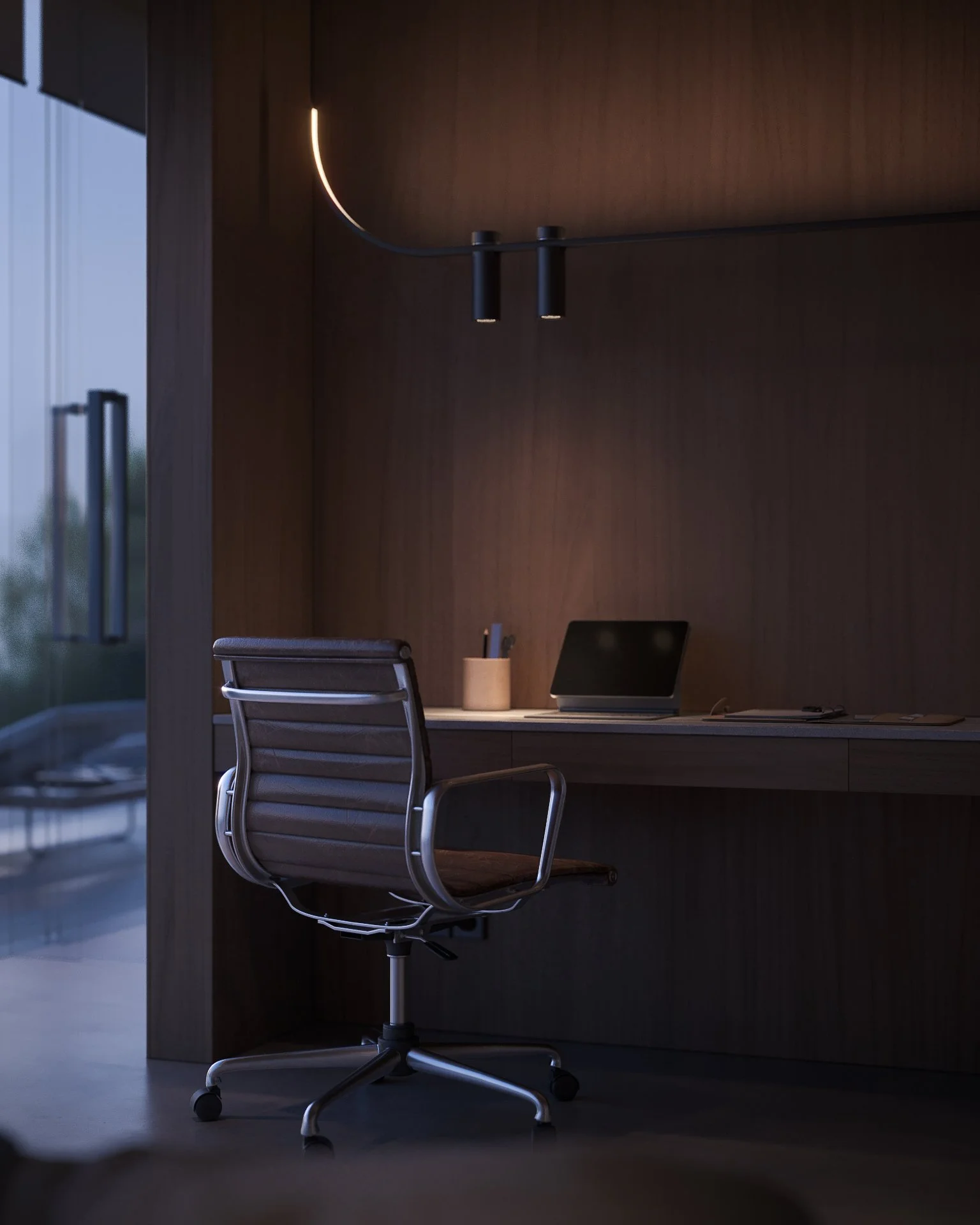 Modern office  crafted as part of luxury real estate narrative