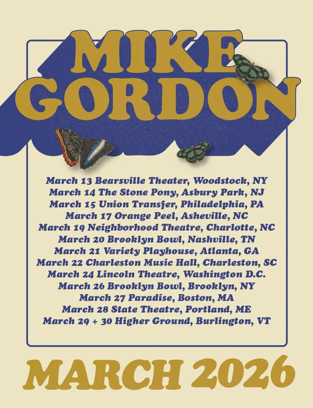 Mike Gordon Phish March 2026 Tour
