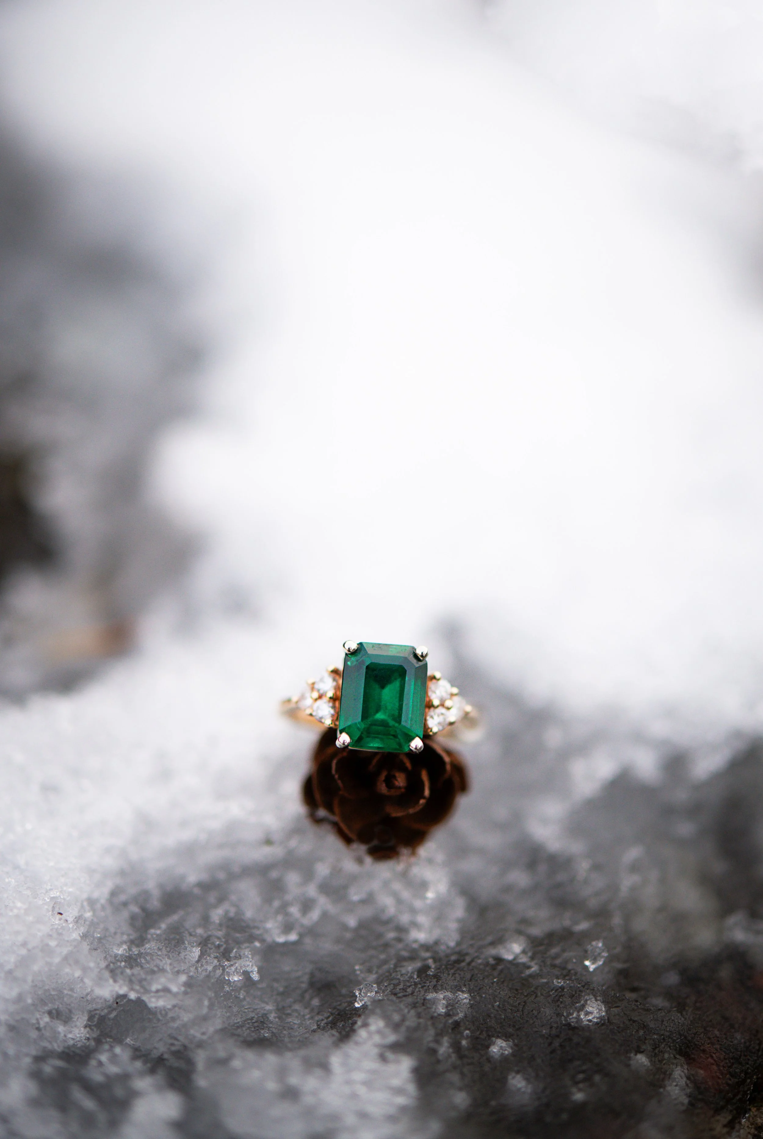 Emerald Square Cut Engagement Ring