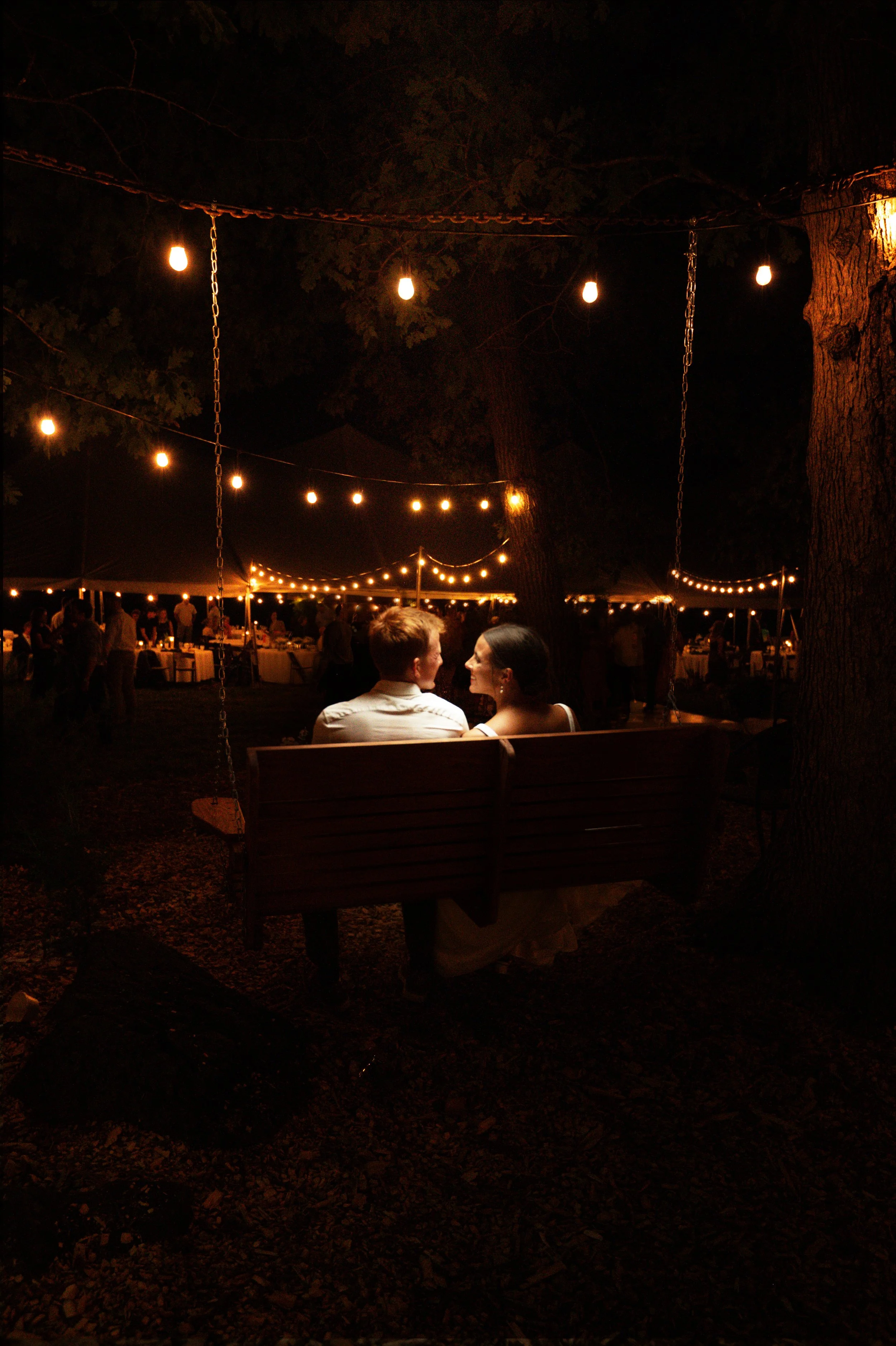 Backlit Night Wedding Photography