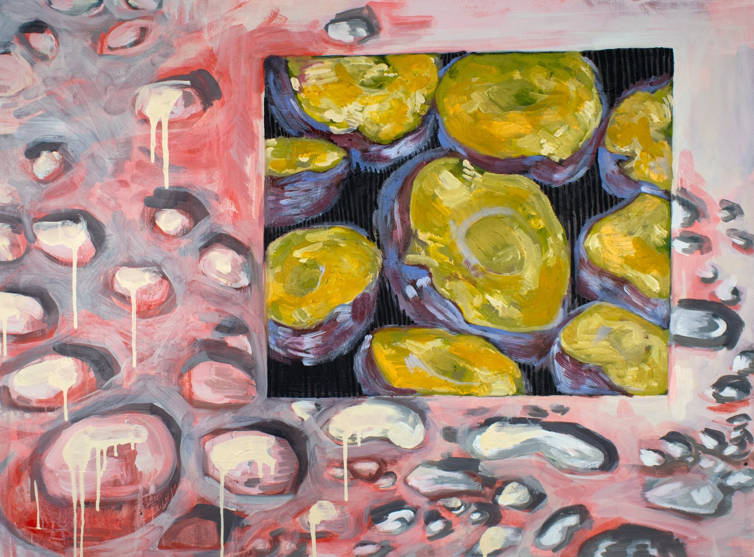 Plum Jam, oil + charcoal, 36" x 24" x 1.5"