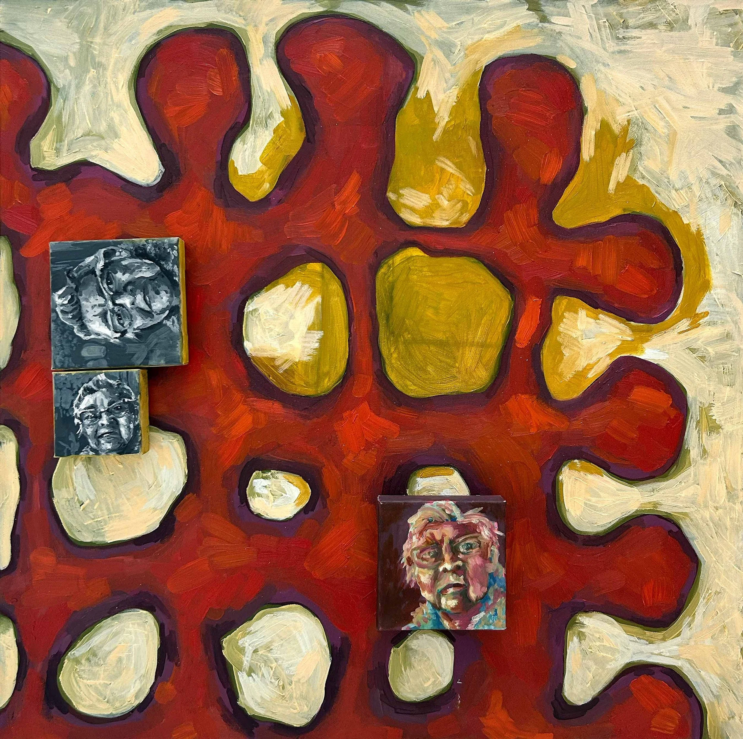 October Visitation, oil + charcoal, 36" x 36" x 3"