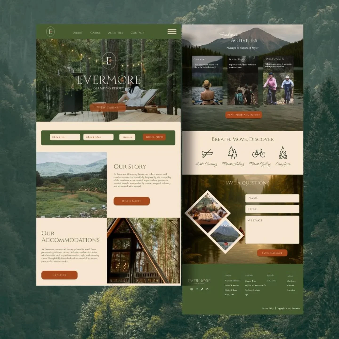 I finally finished designing this site for Evermore Glamping Resort and honestly&hellip; I kinda want to book a stay myself now 😅

I was going for that cosy, tucked-away-in-the-woods feel Like something that feels peaceful and luxe at the same time.