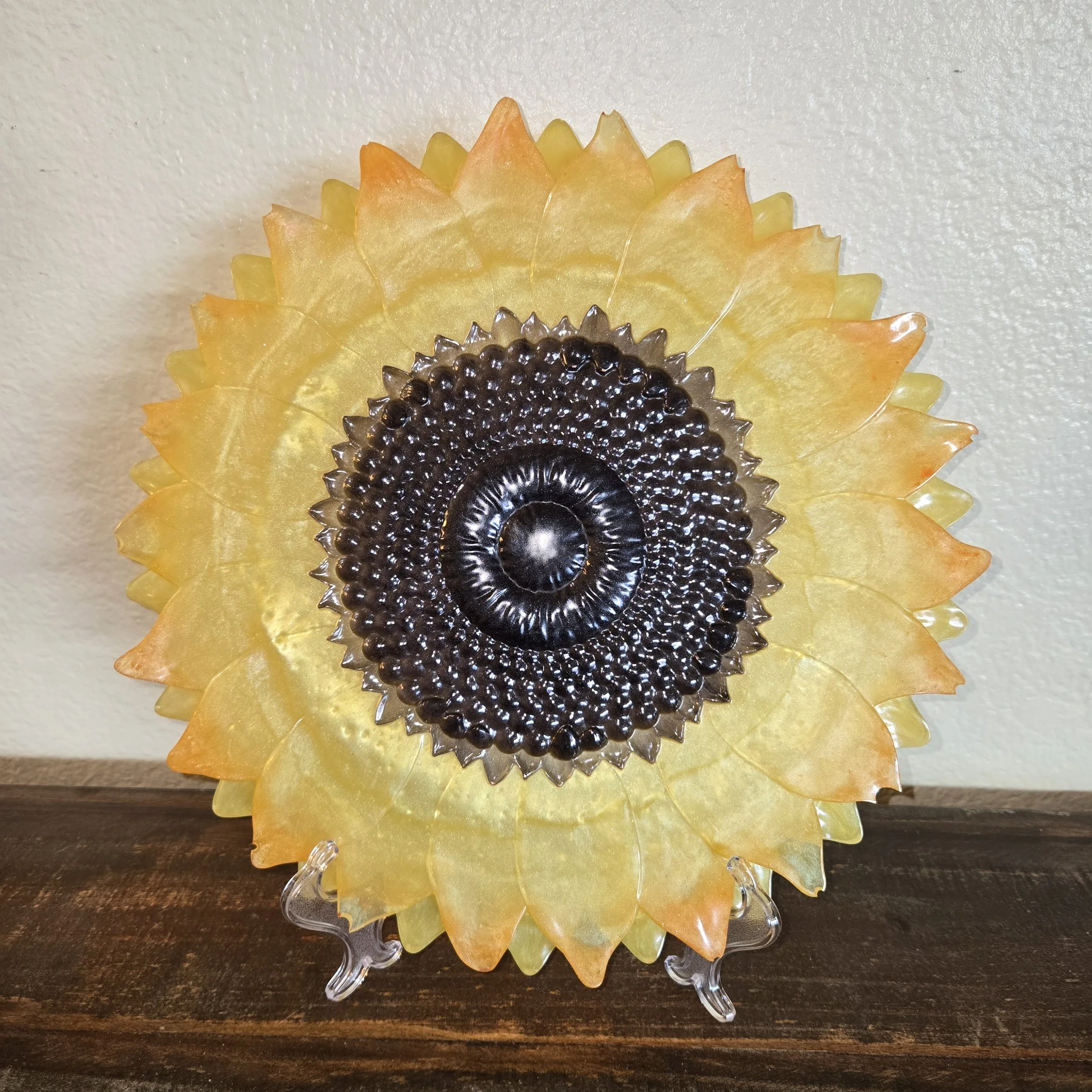 Hand-Cast Radiant Resin Sunflower (Yellow, Orange, Brown)