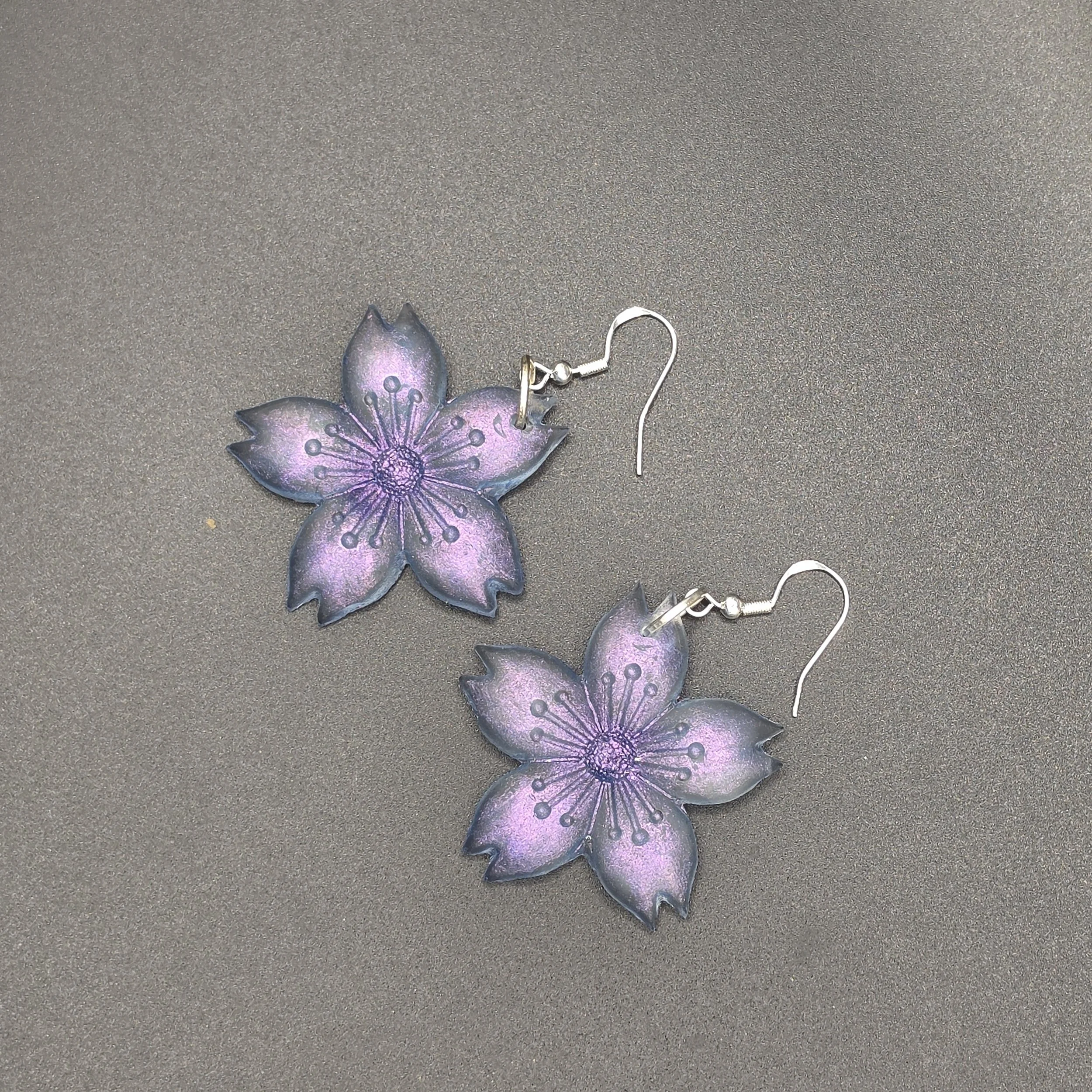 Purple Blossom Resin Earrings