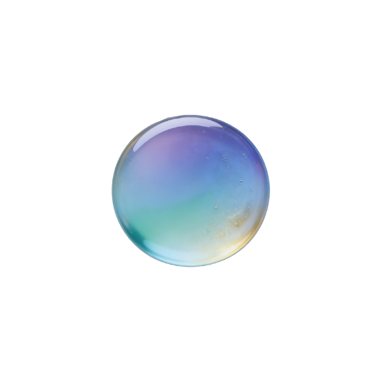 A close-up of a colorful soap bubble with a black background.