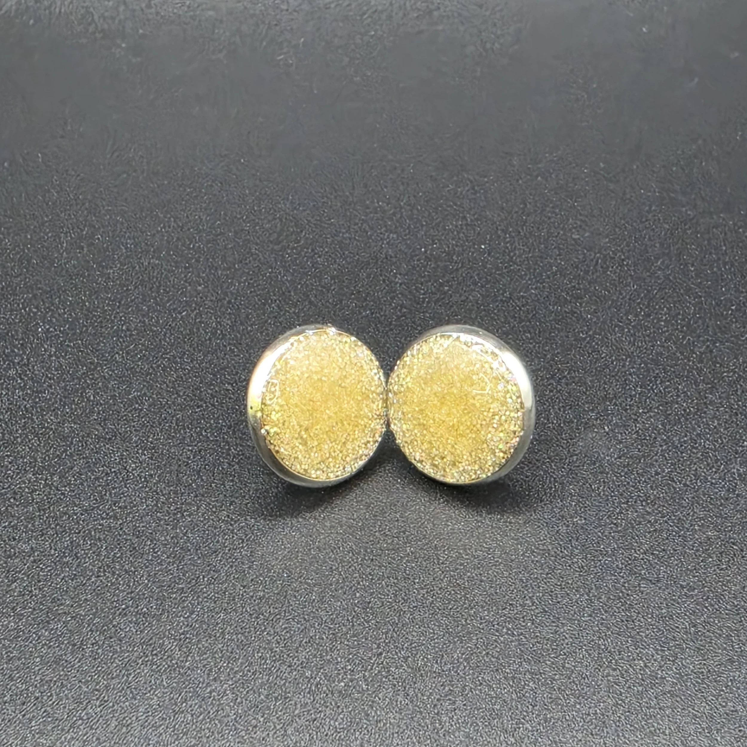 Cheerful Yellow Resin Button Earrings