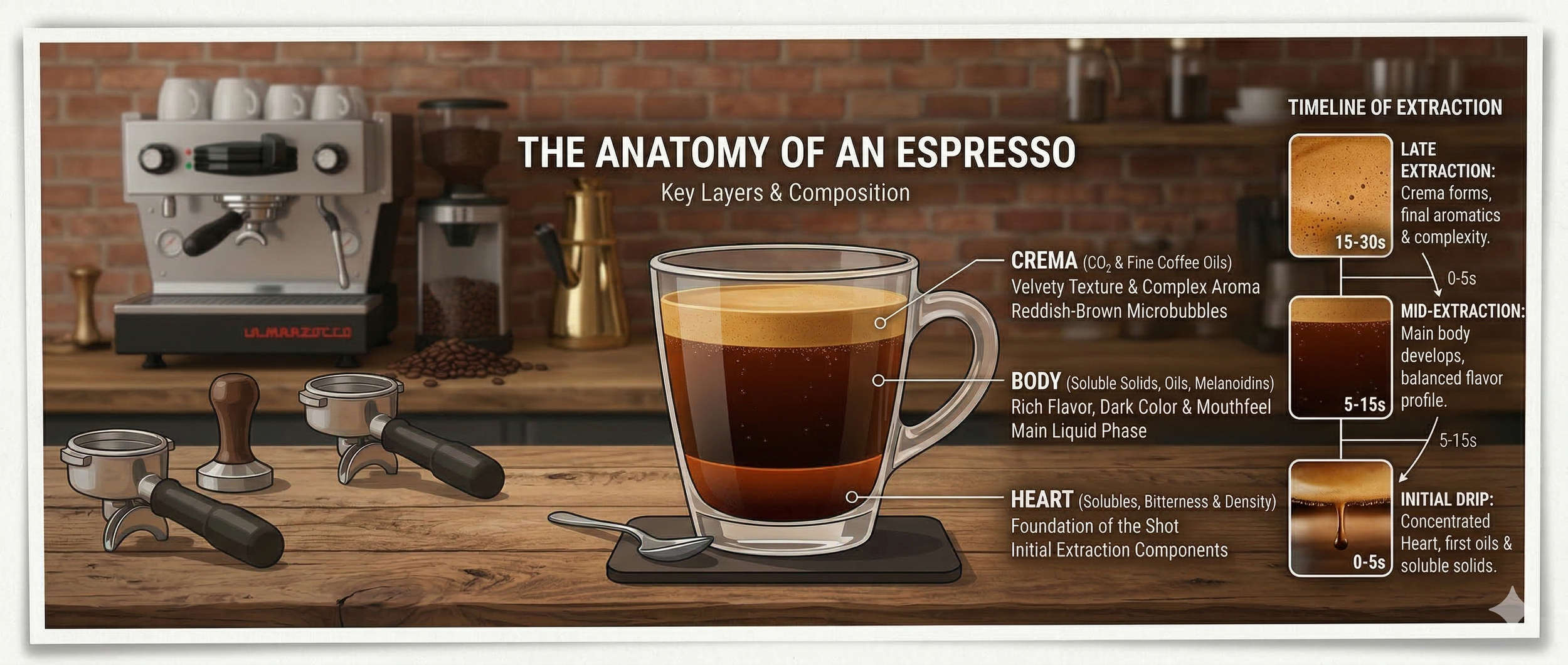 Espresso layers and what makes them special. Heart, Body, and Crema