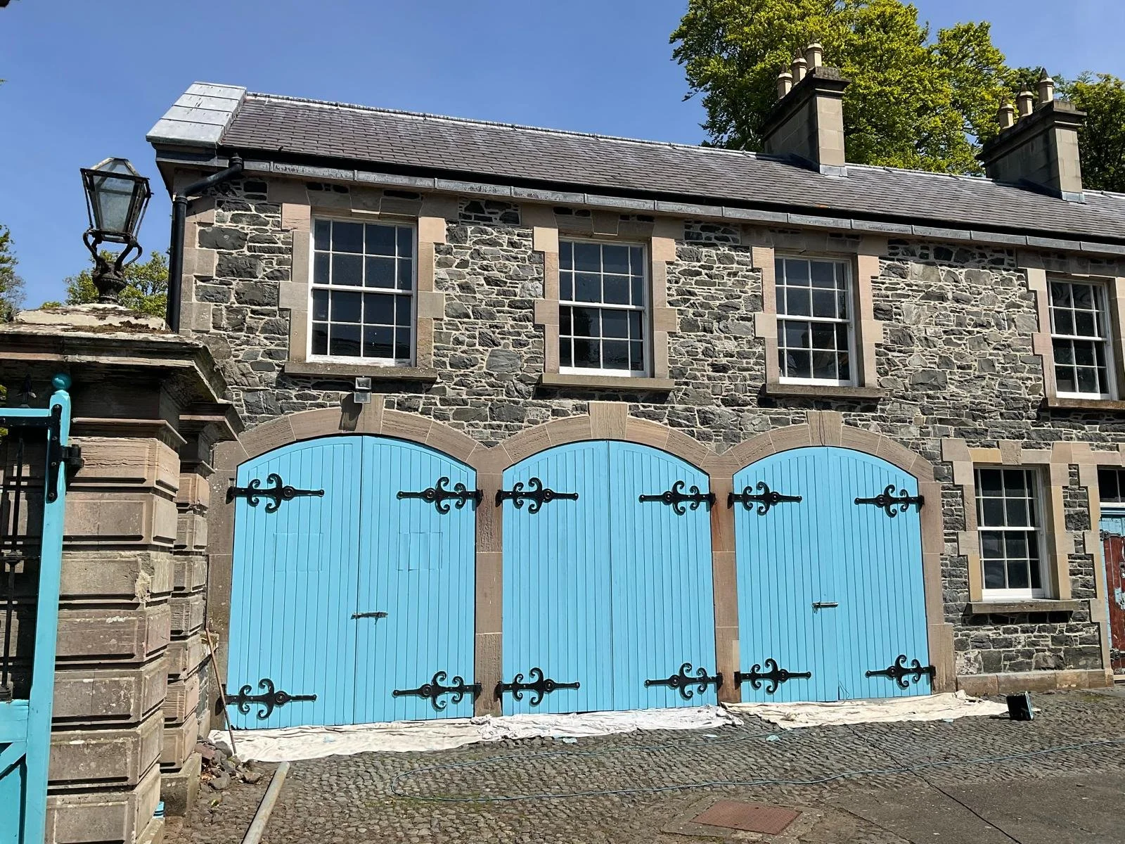Restored barn doors, Mount Stewart