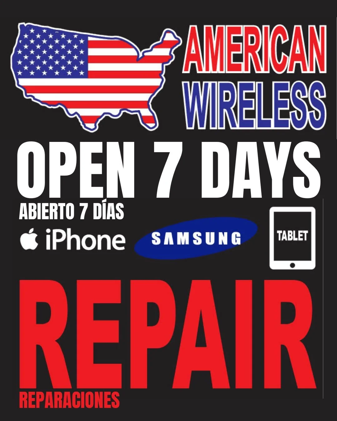 Serving the Triad for over 13 years, we are American Wireless located in Thomasville, NC! We welcome walk-ins (no appointments needed) for phone sales and expert repairs, specializing in Samsung, iPhones, iPads, and laptops. Our services are usually 
