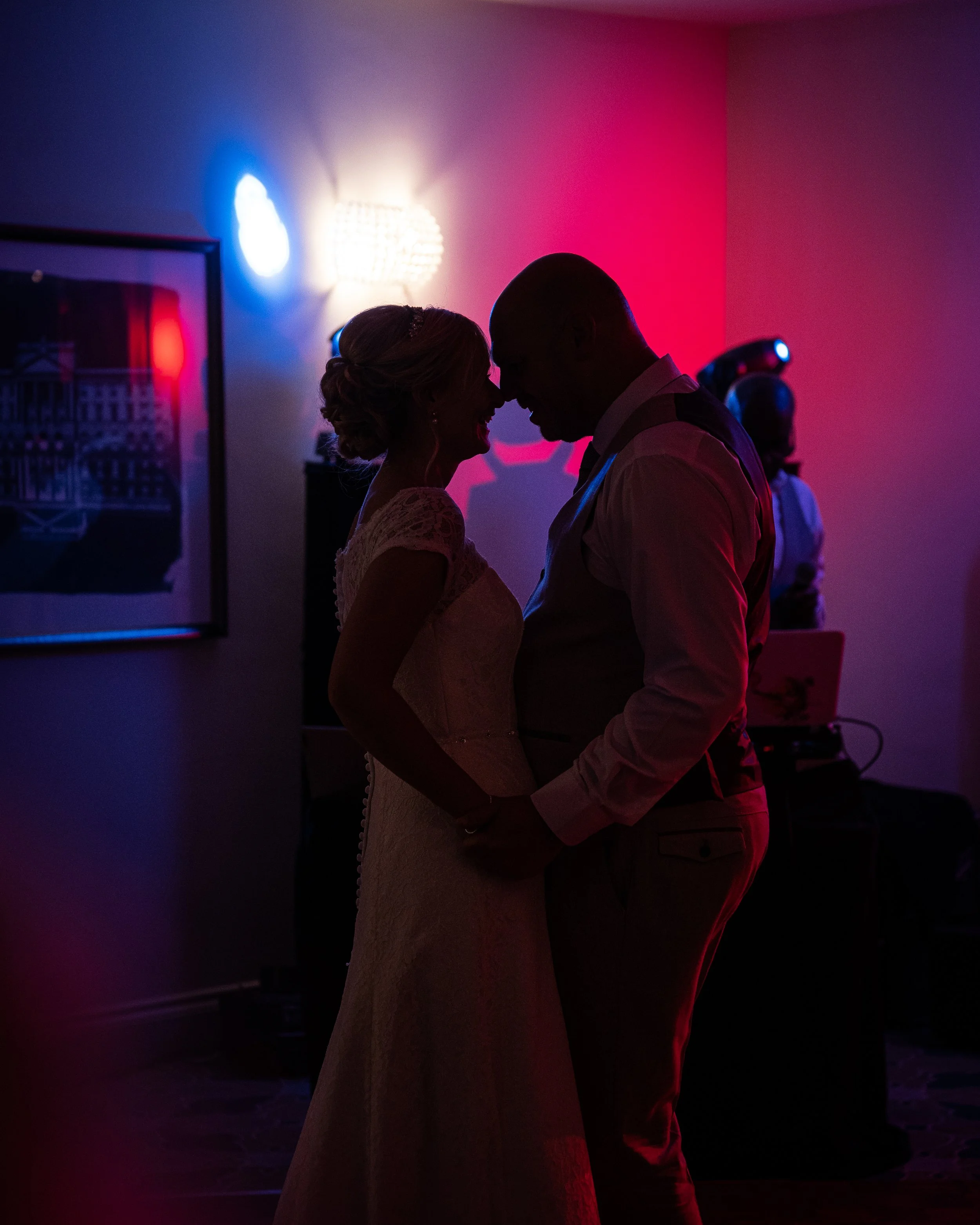 chester wedding photograph, couple dancing in the dark Mercure hotel