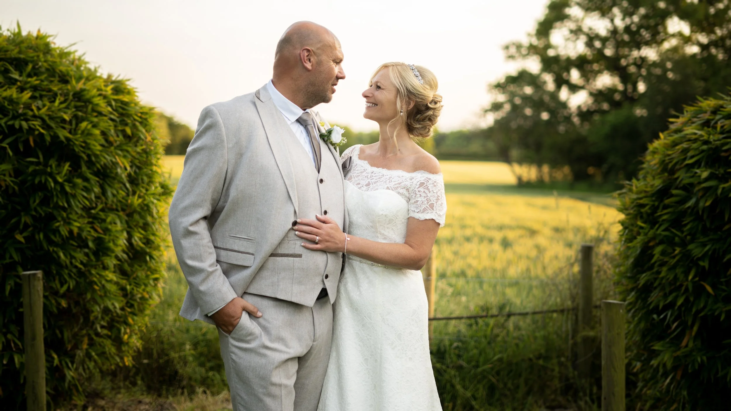 chester wedding photograph, couple outside in the grounds of the Mercure hotel