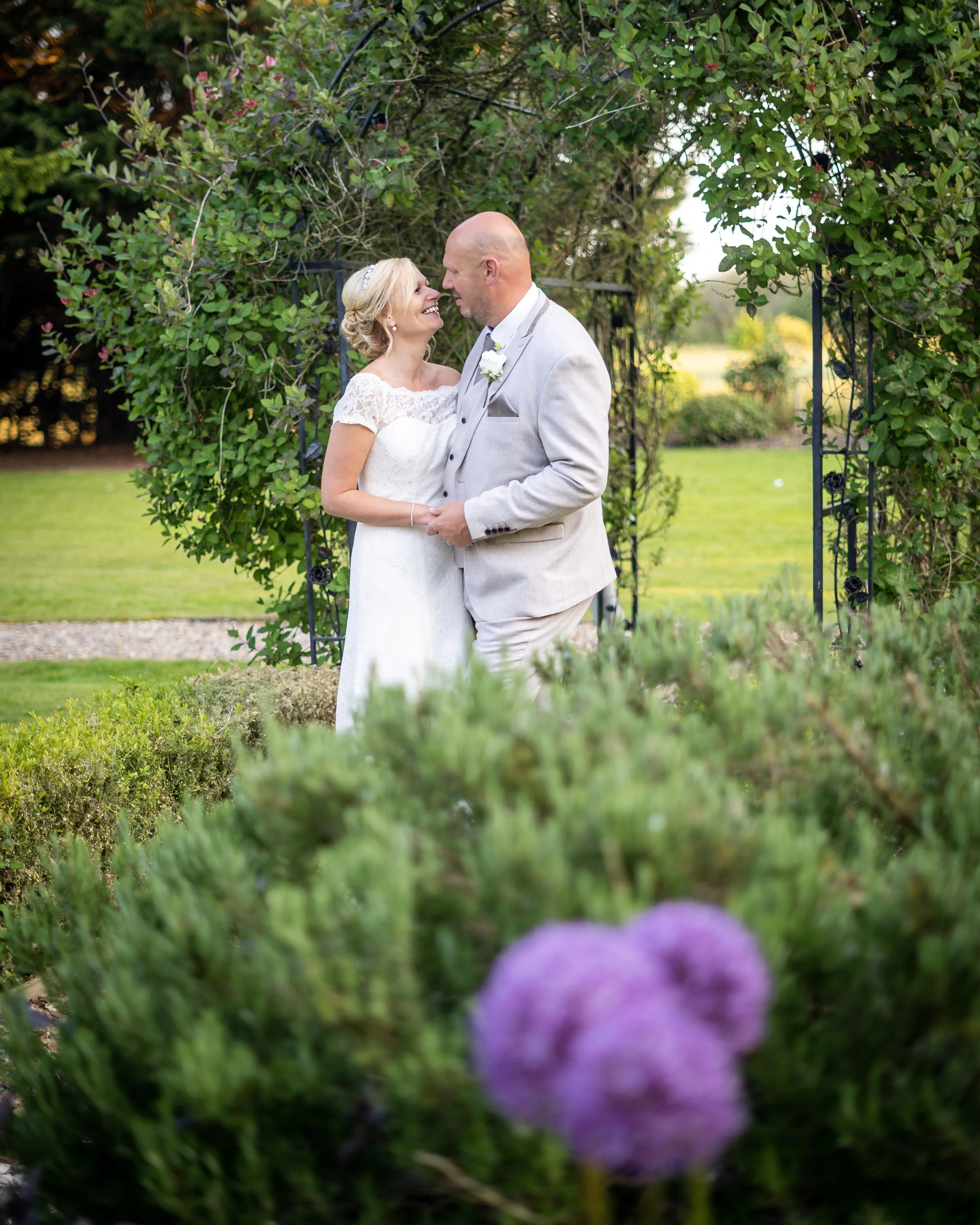 chester wedding photograph, couple outside in the grounds of the Mercure hotel