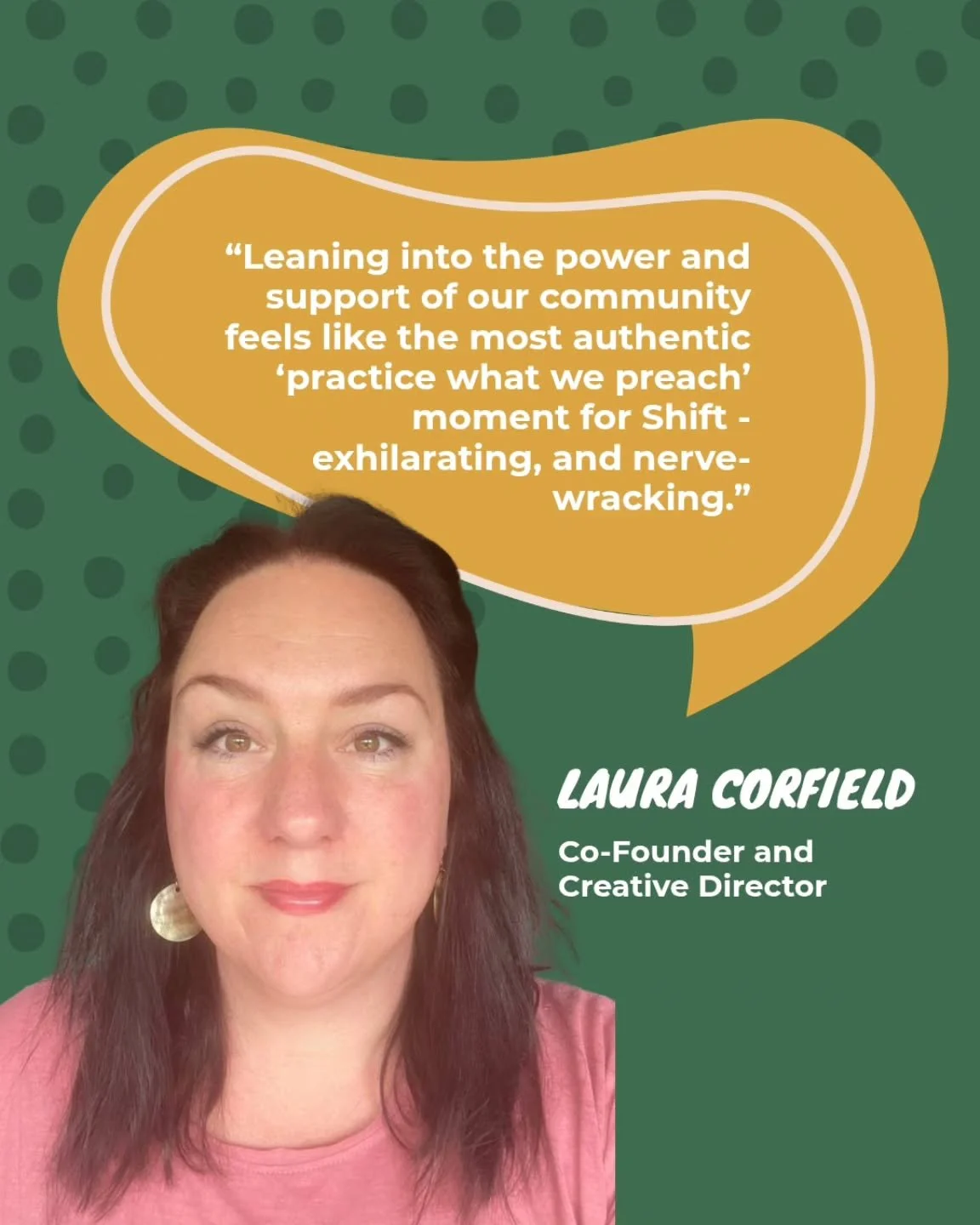 Behind every community organisation are people who care deeply enough to keep it going.

For many years, Laura Corfield has been one of the people stewarding Shift through both its growth and its challenges.

Like many grassroots projects, there have