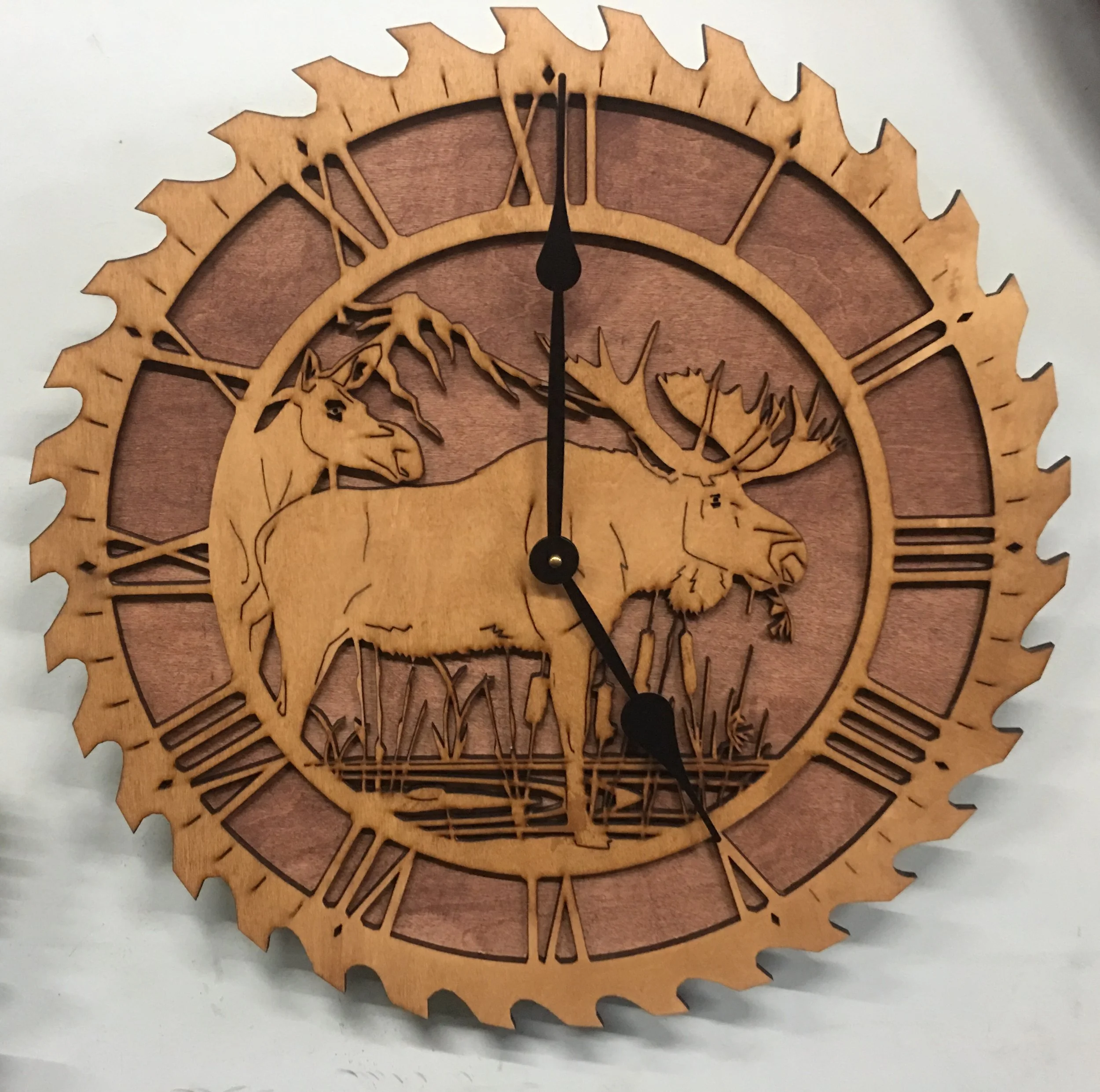 Handcrafted Wooden Moose Wall Clock