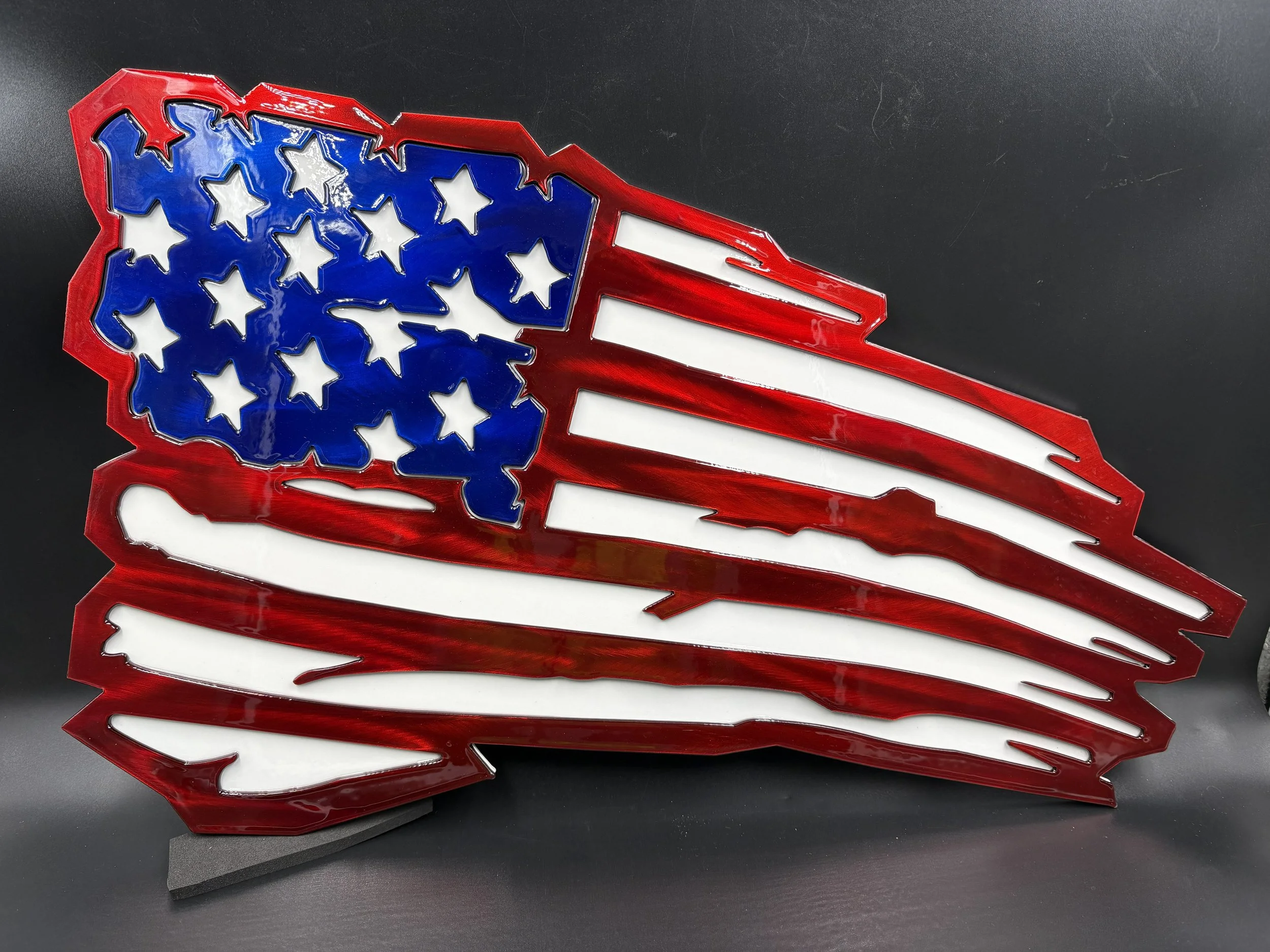 American Tattered Flag Metal Art