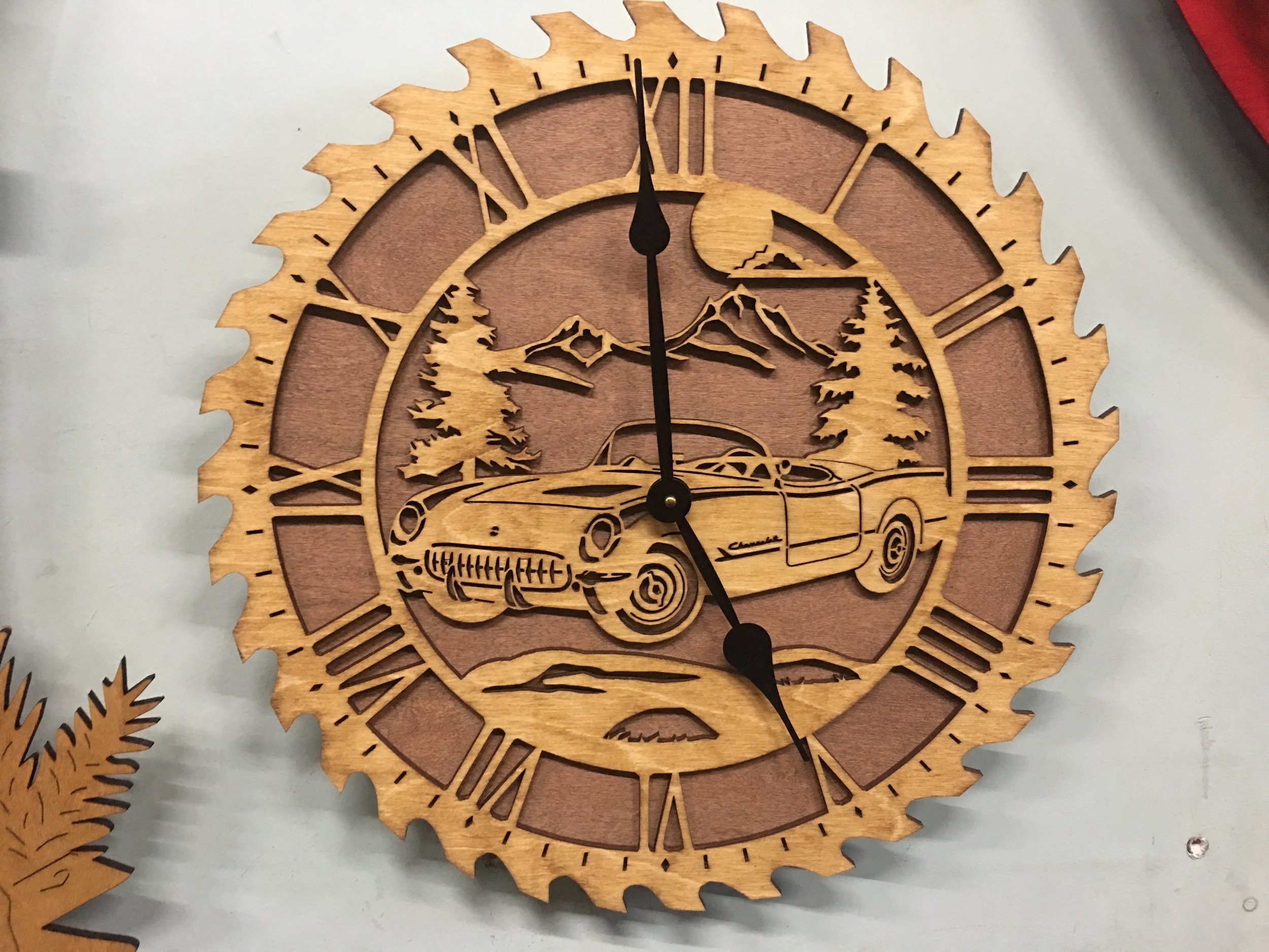 Classic Corvette Wooden Wall Clock