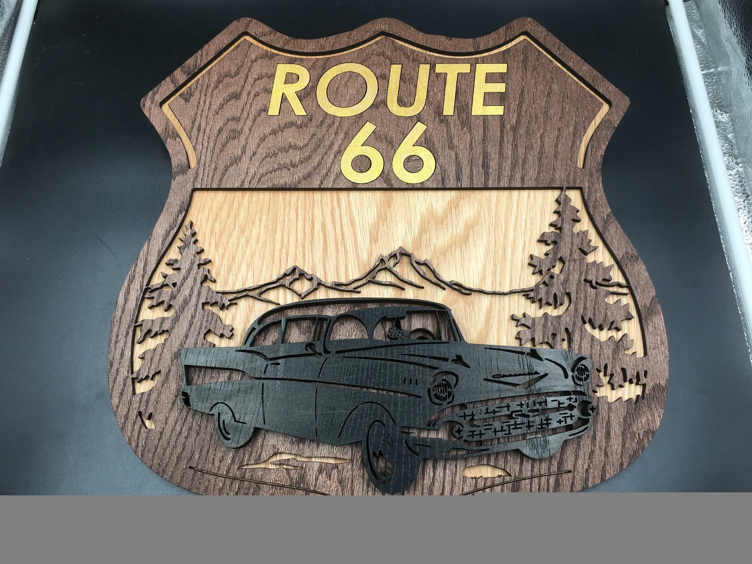 Vintage Route 66 Wooden Wall Art
