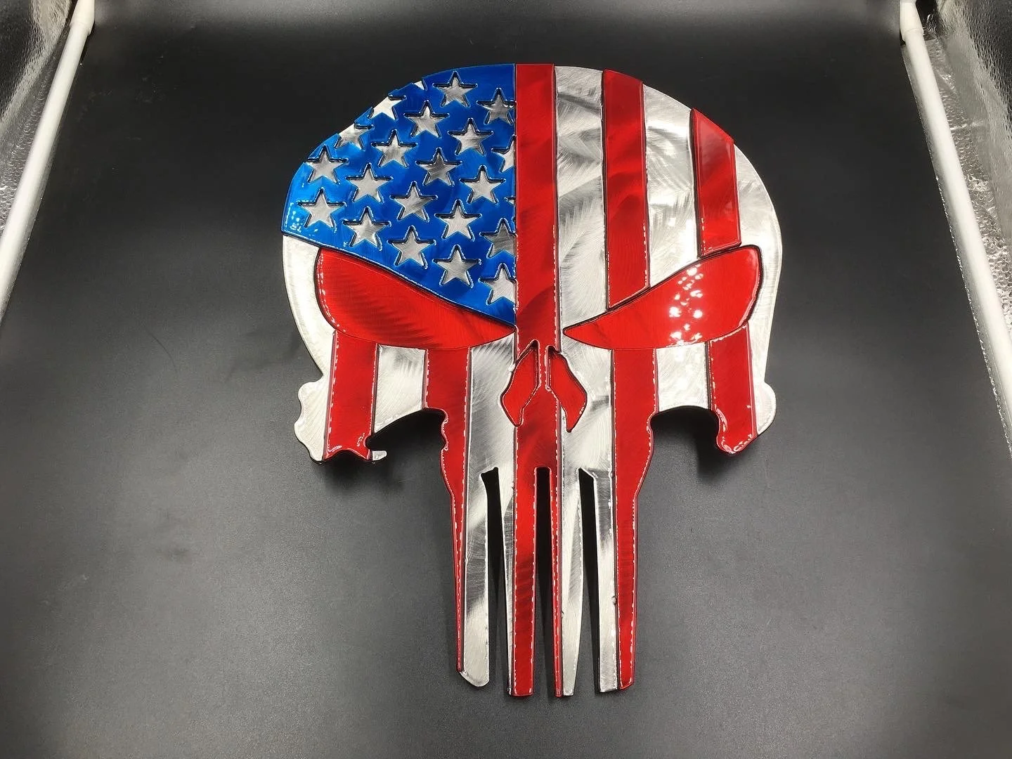 Punisher Red, White, and Blue Metal Art
