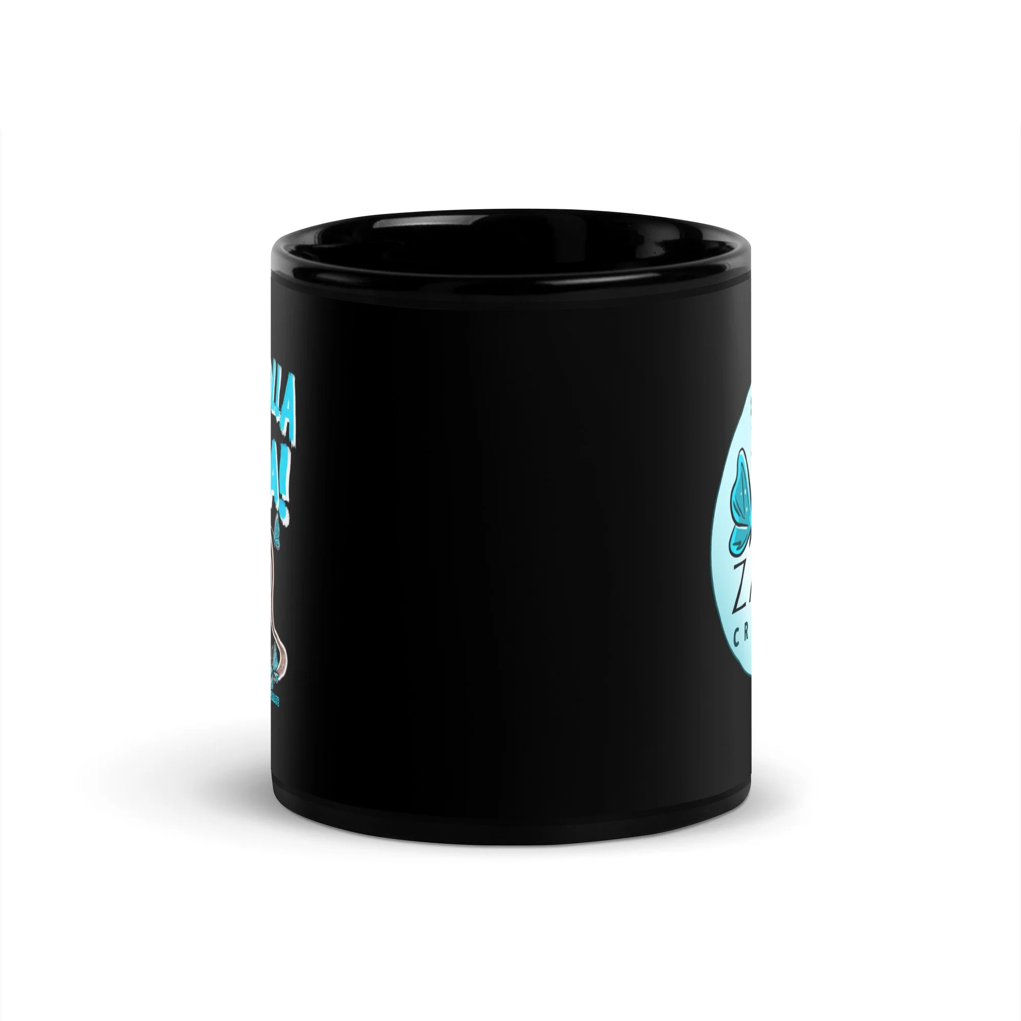 $50 make you Halla! Zandra's Nut Sack and Logo Black Coffee Mug