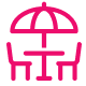 Table and chairs on deck icon