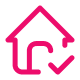 Rental property icon with a checkmark