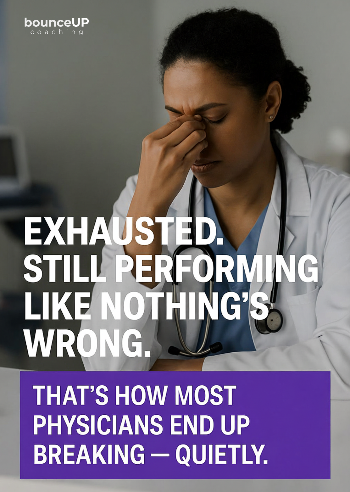 Physician burnout support coaching for doctors experiencing exhaustion, career stress, and the need for sustainable work-life balance in medicine.