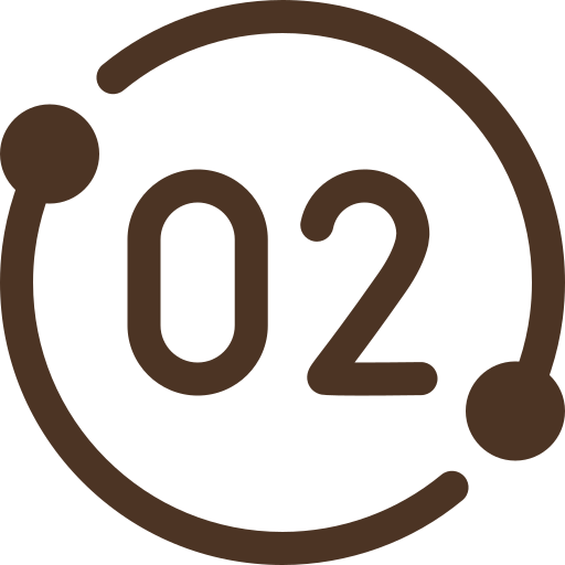 Number 02 inside a stylized clock or timer icon.