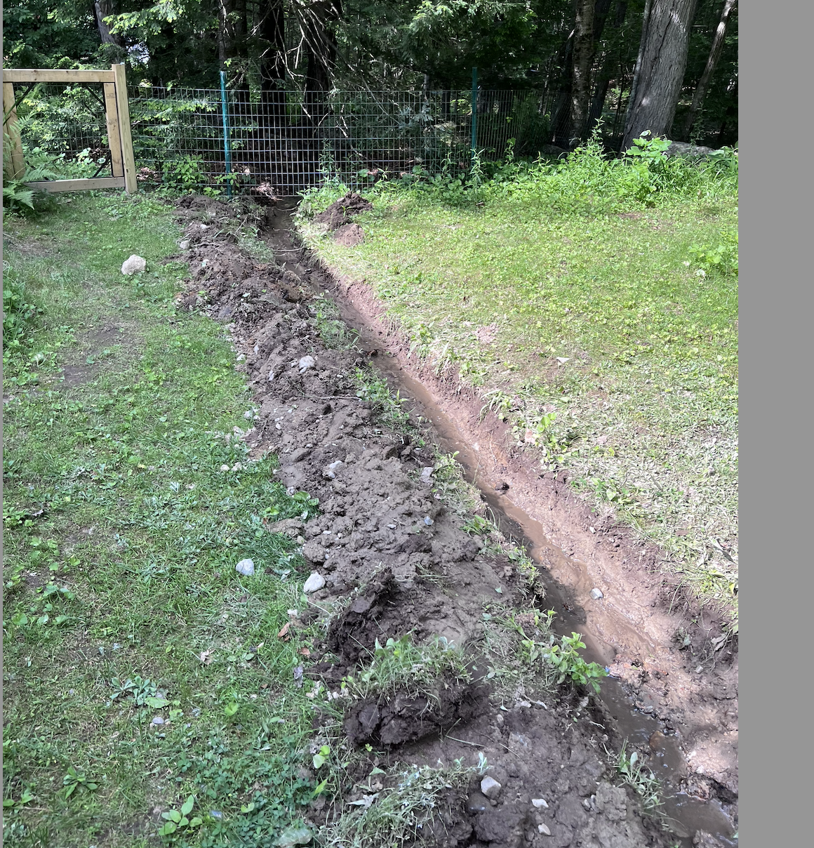 We dug out the stream and created a trench about 12 inches in depth. Hard work but was necessary! 