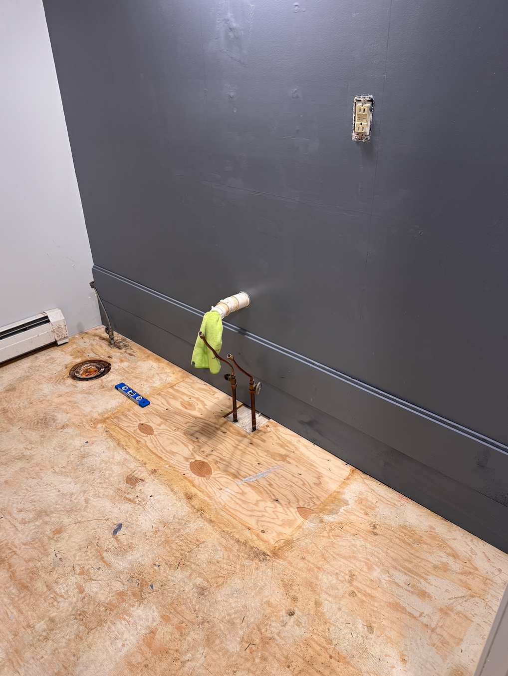 After we painted the accent wall, we started installing the shiplap.