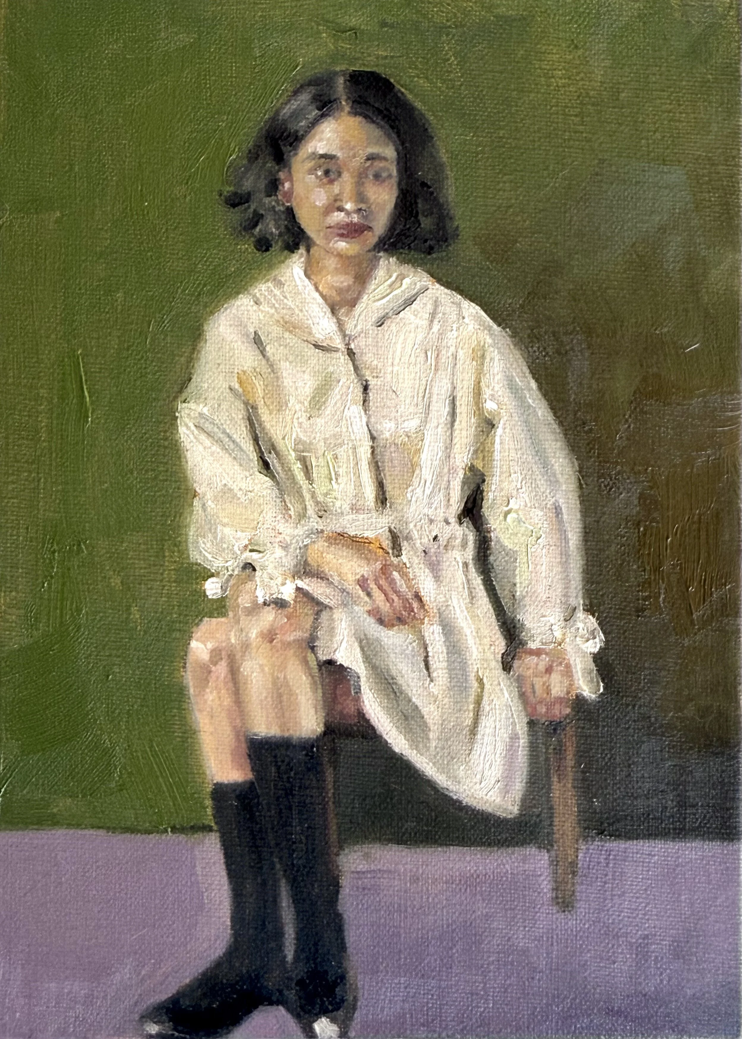 BABY’S FIRST OIL.
2026.
Oil on panel.
5x7in.