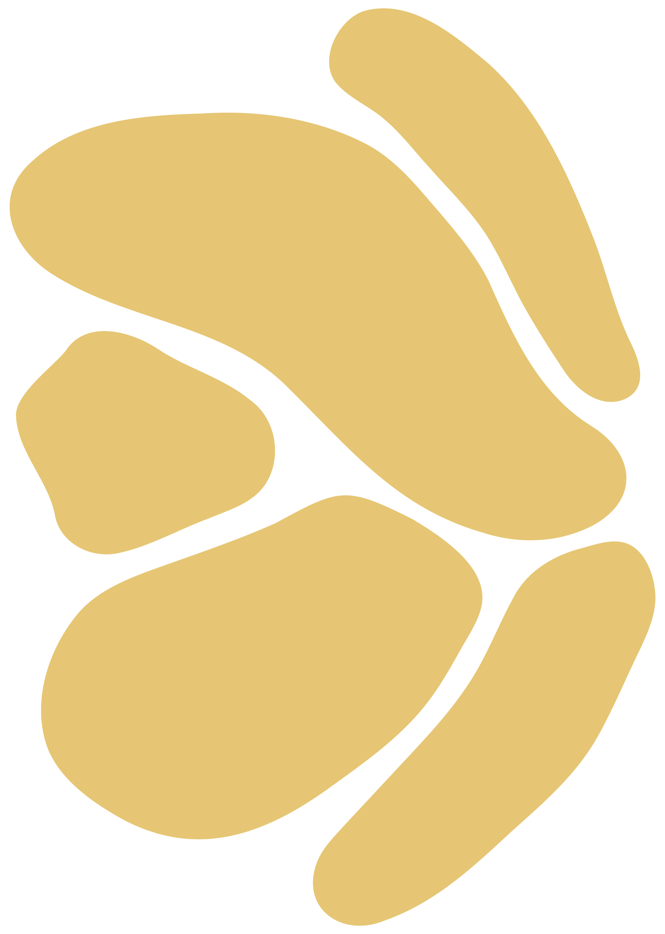 Abstract illustration of several large, irregular, beige shapes on a black background.