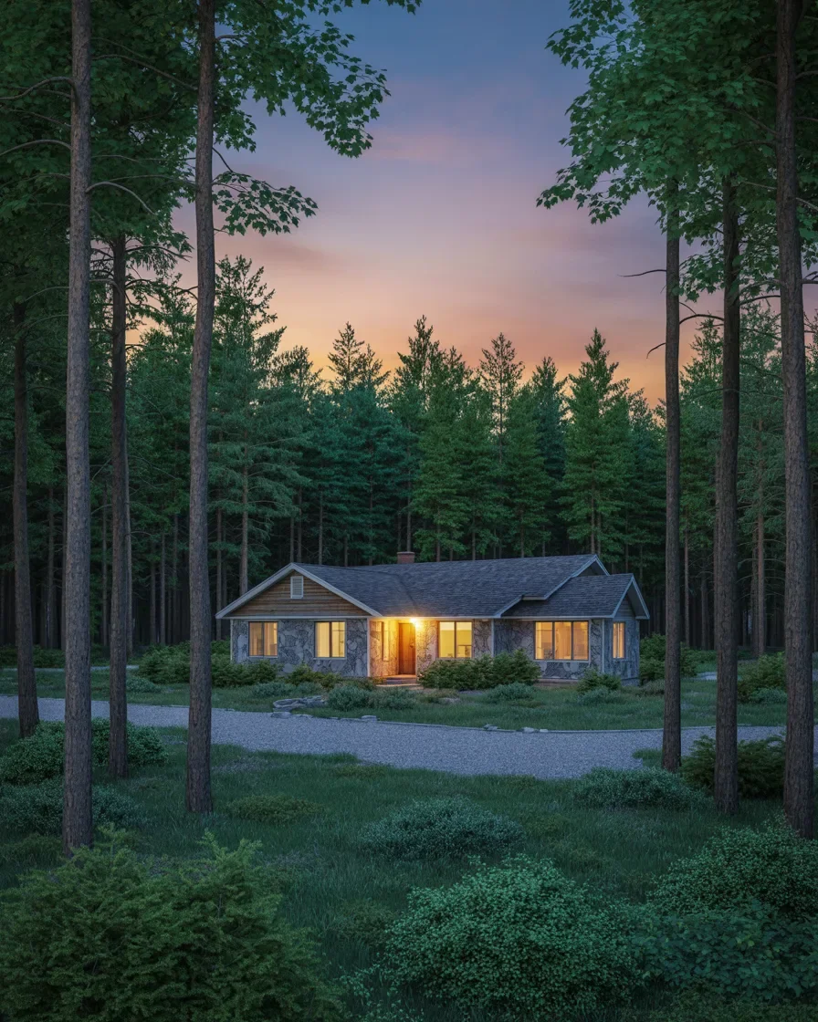 Northern Michigan home evening warm light tidy property care services contact page