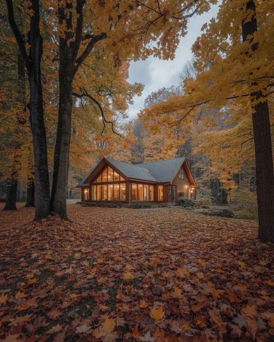 Northern Michigan fall leaves yard covered property cleanup needed residential home autumn