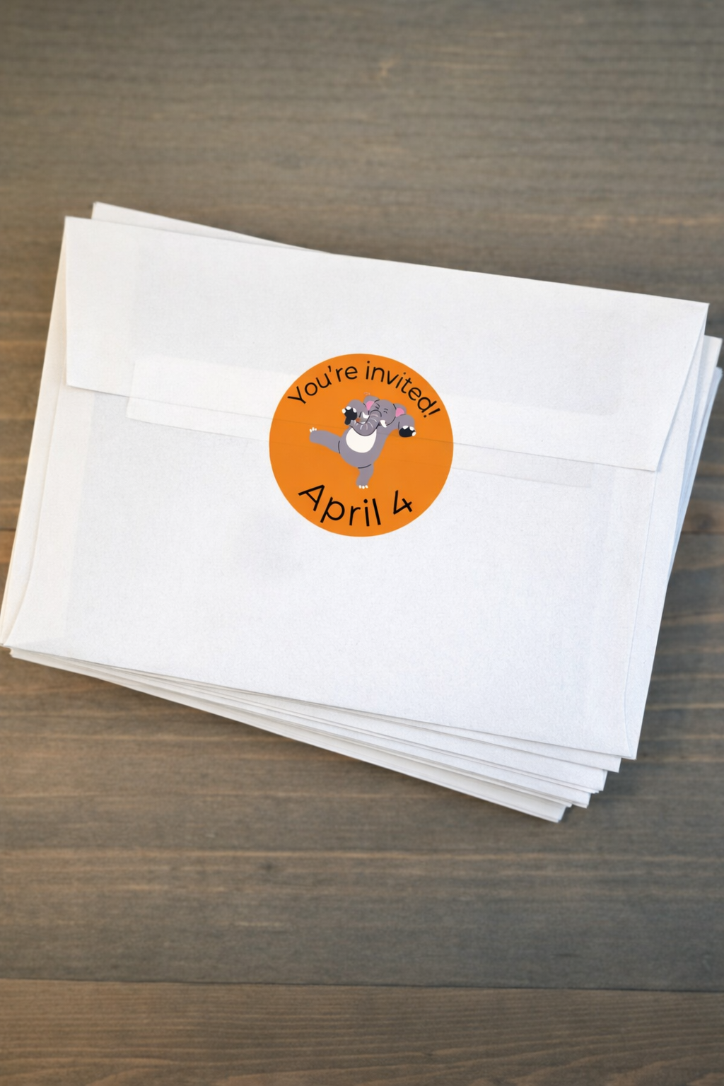 Envelope sealed with themed celebration sticker