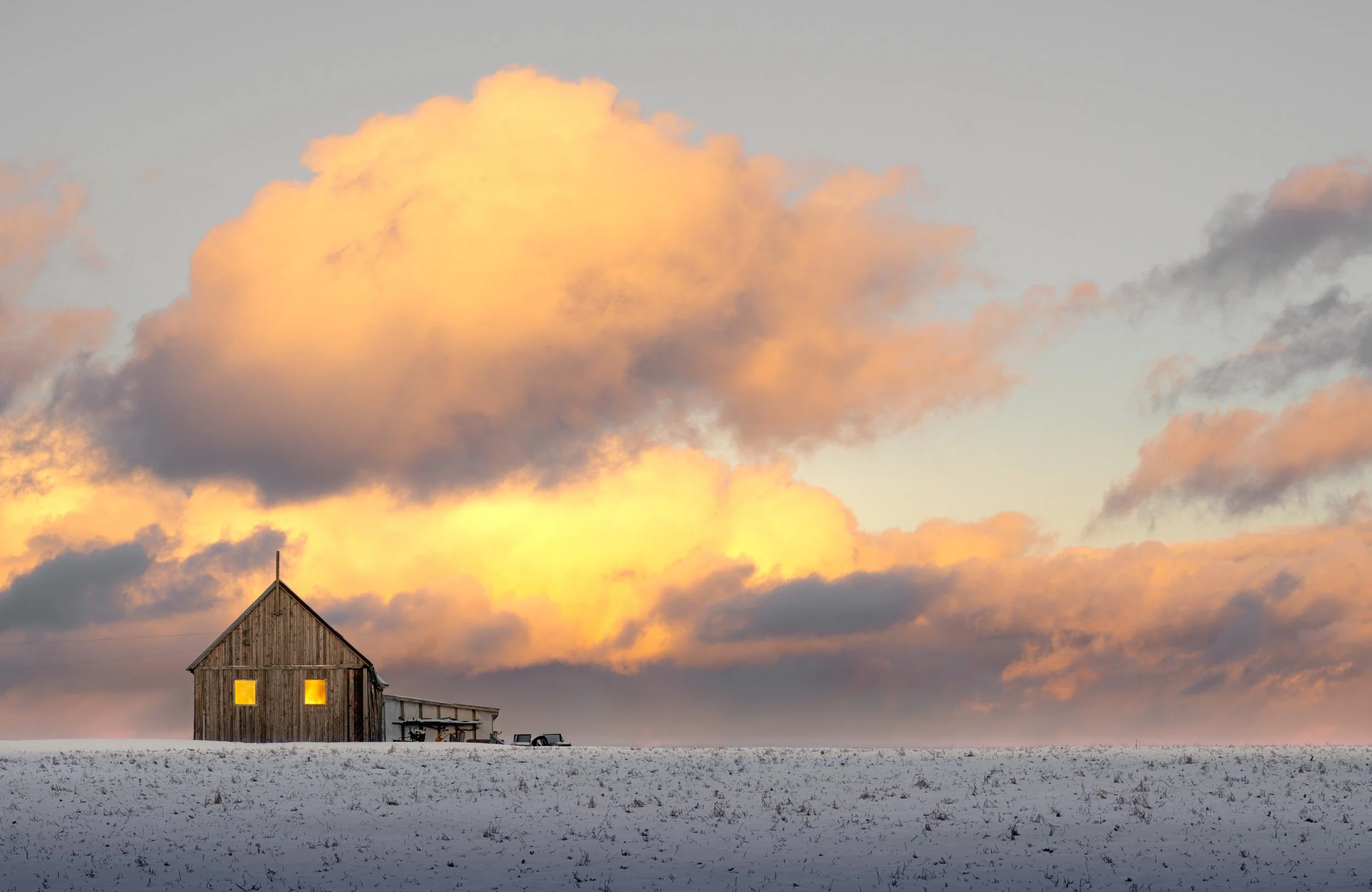 Fiery Barn in Snow - 0250