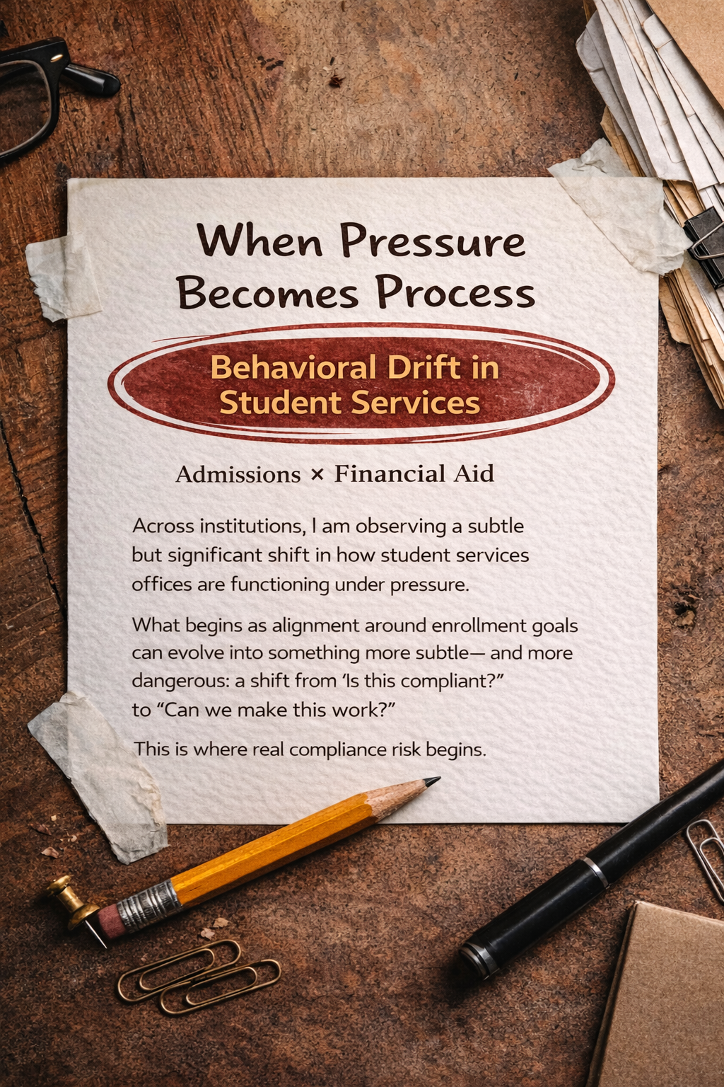 When Pressure Becomes Process: What I Am Seeing Inside Student Services Right Now