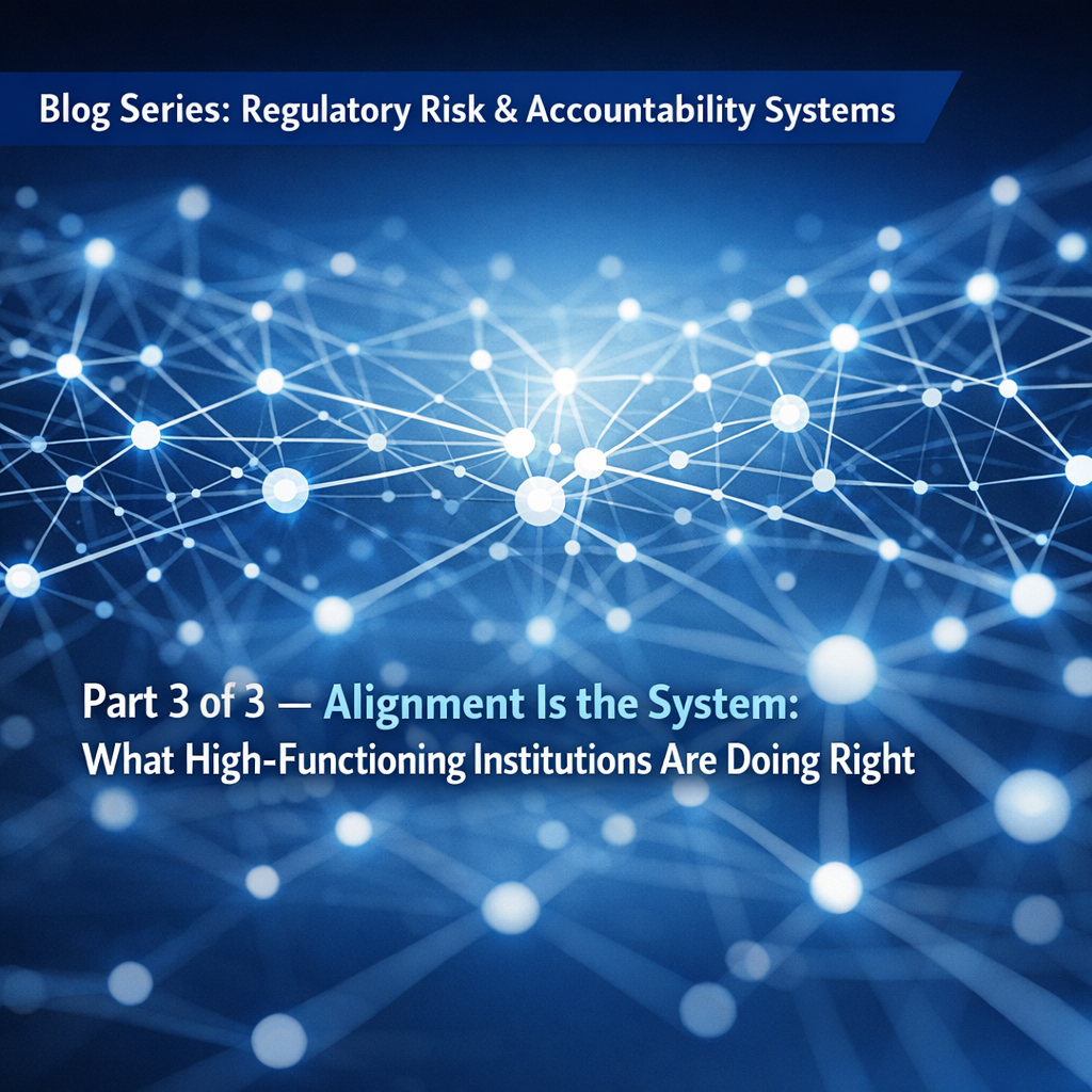 Blog Series: Regulatory Risk &amp; Accountability Systems Part 3 of 3 — Alignment Is the System: What High-Functioning Institutions Are Doing Right