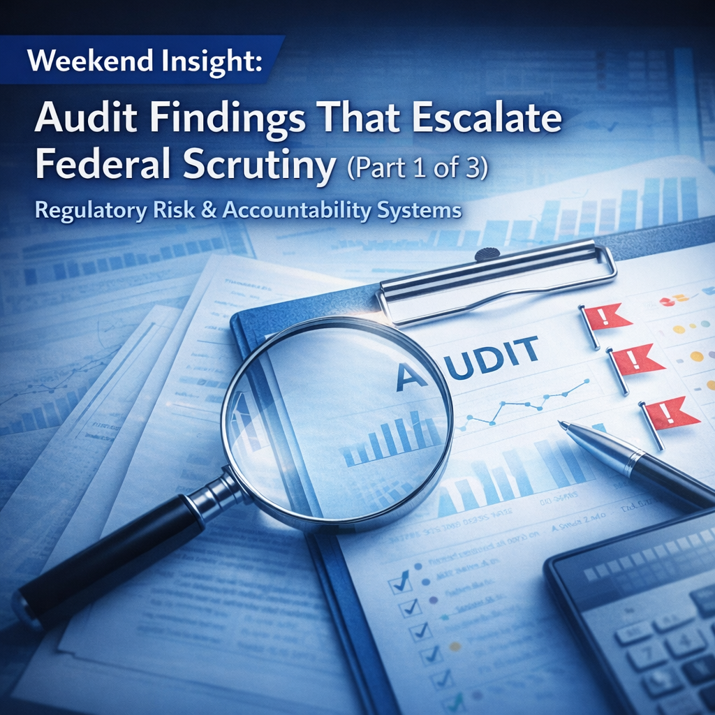 Weekend Insight: Audit Findings That Escalate Federal Scrutiny (Part 1 of 3)Regulatory Risk &amp; Accountability Systems