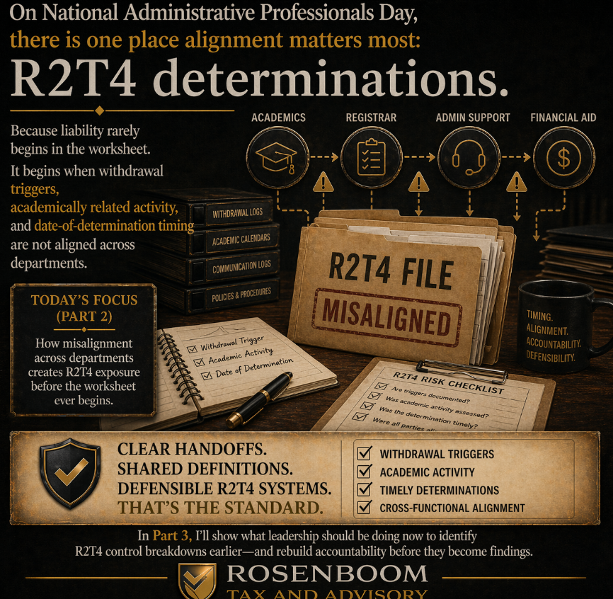 How Institutions Create R2T4 Exposure Before the Worksheet Ever Begins National Administrative Professionals Day