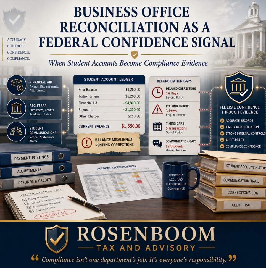 Business Office Reconciliation as a Federal Confidence Signal When Student Accounts Become Compliance Evidence