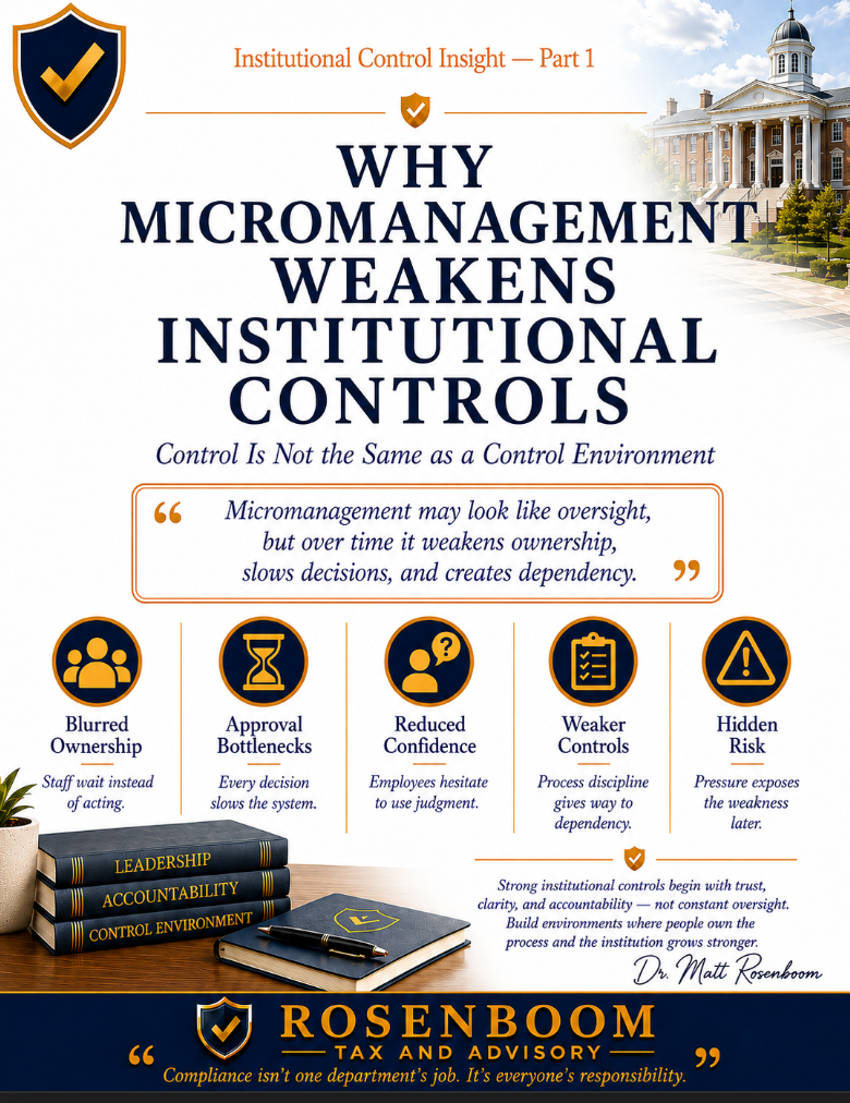 Why Micromanagement Weakens Institutional Controls Control Is Not the Same as a Control Environment