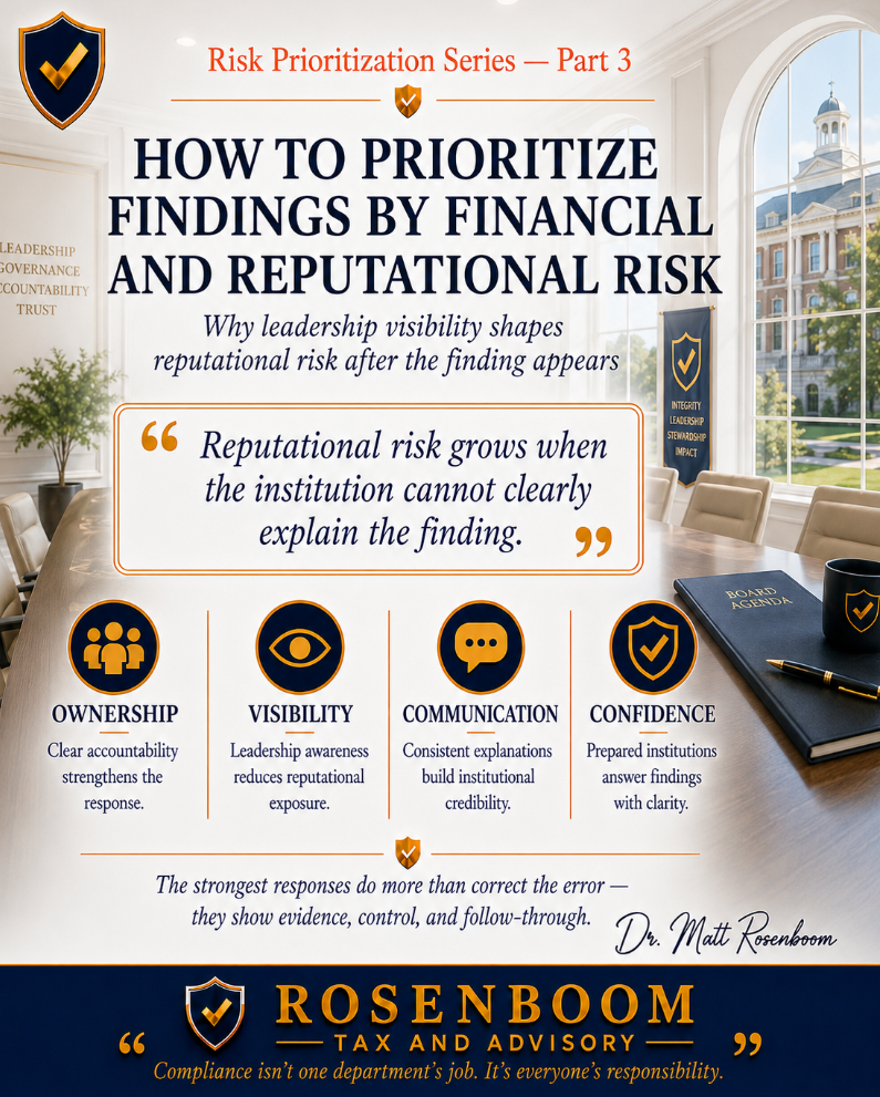 How to Prioritize Findings by Financial and Reputational Risk: Reputational Risk Grows When Leadership Cannot Explain the Finding