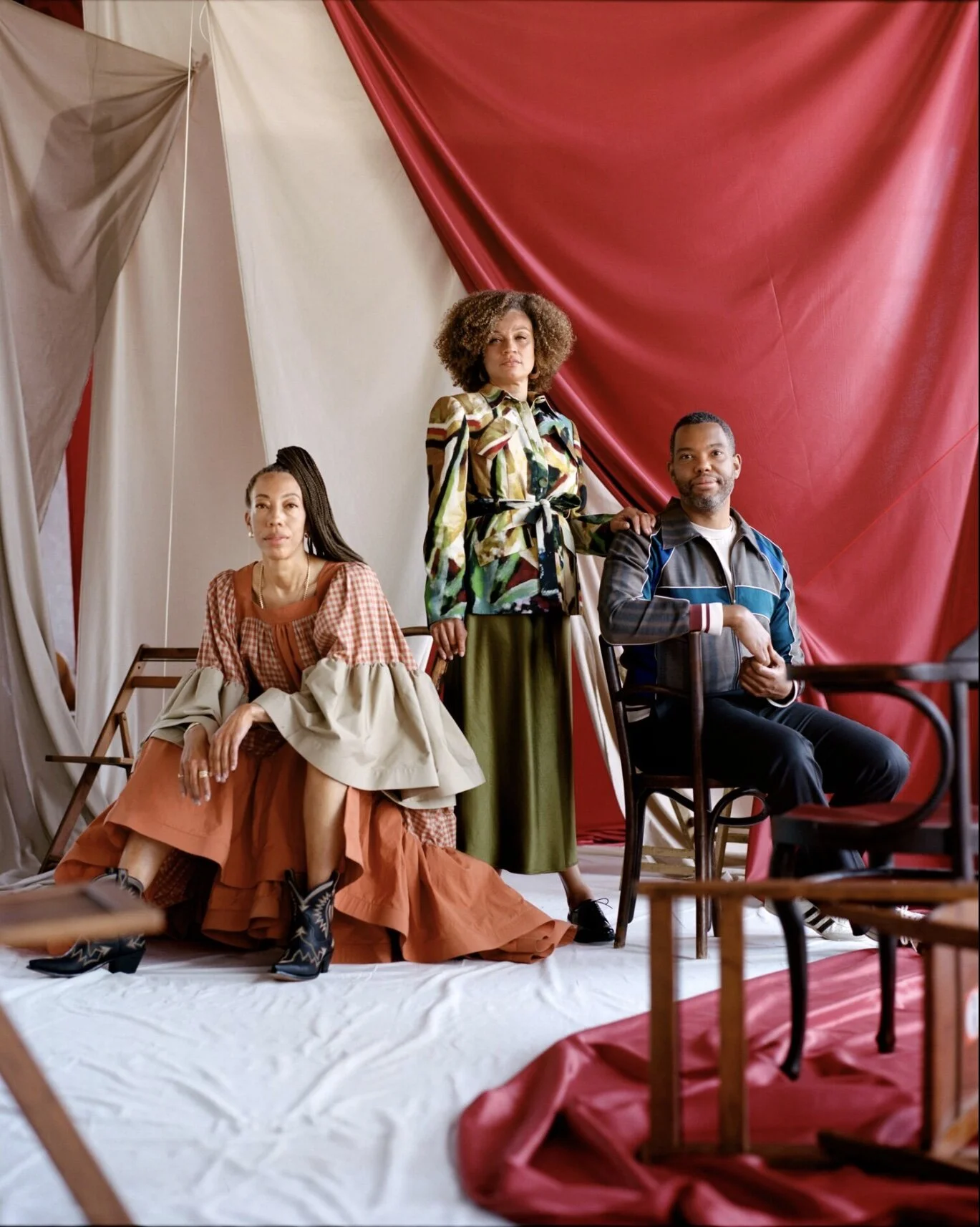 Artists Amy Sherald and Calida Rawles and writer Ta-Nehisi Coates, photographed by Camila Falquez for the June/July 2021 issue. See the full story here.