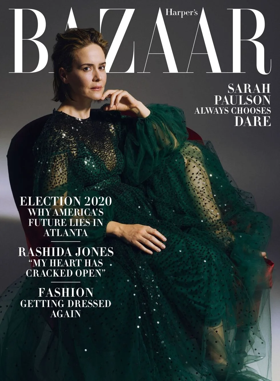 Sarah Paulson, photographed by Sam Taylor Johnson and profiled by Roxane Gay for the October 2020 issue. See the full story here and watch Paulson react to American Horror Story and Ratched fan theories below in the debut episode of the new Harper’s…