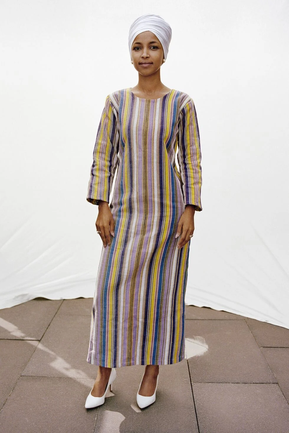 Rep. Ilhan Omar of Minnesota, photographed by Shaniqwa Jarvis for “What Does It Mean to Be a Political ‘First?’” with an introduction by Kamala Harris, in the November 2020 issue. See the full story here.